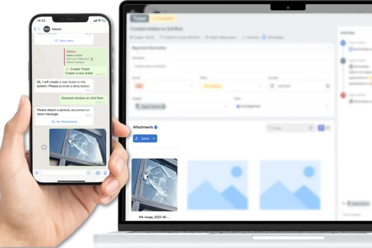Erfassung von Schäden über WhatsApp mit automatischer Übertragung in Valoon.