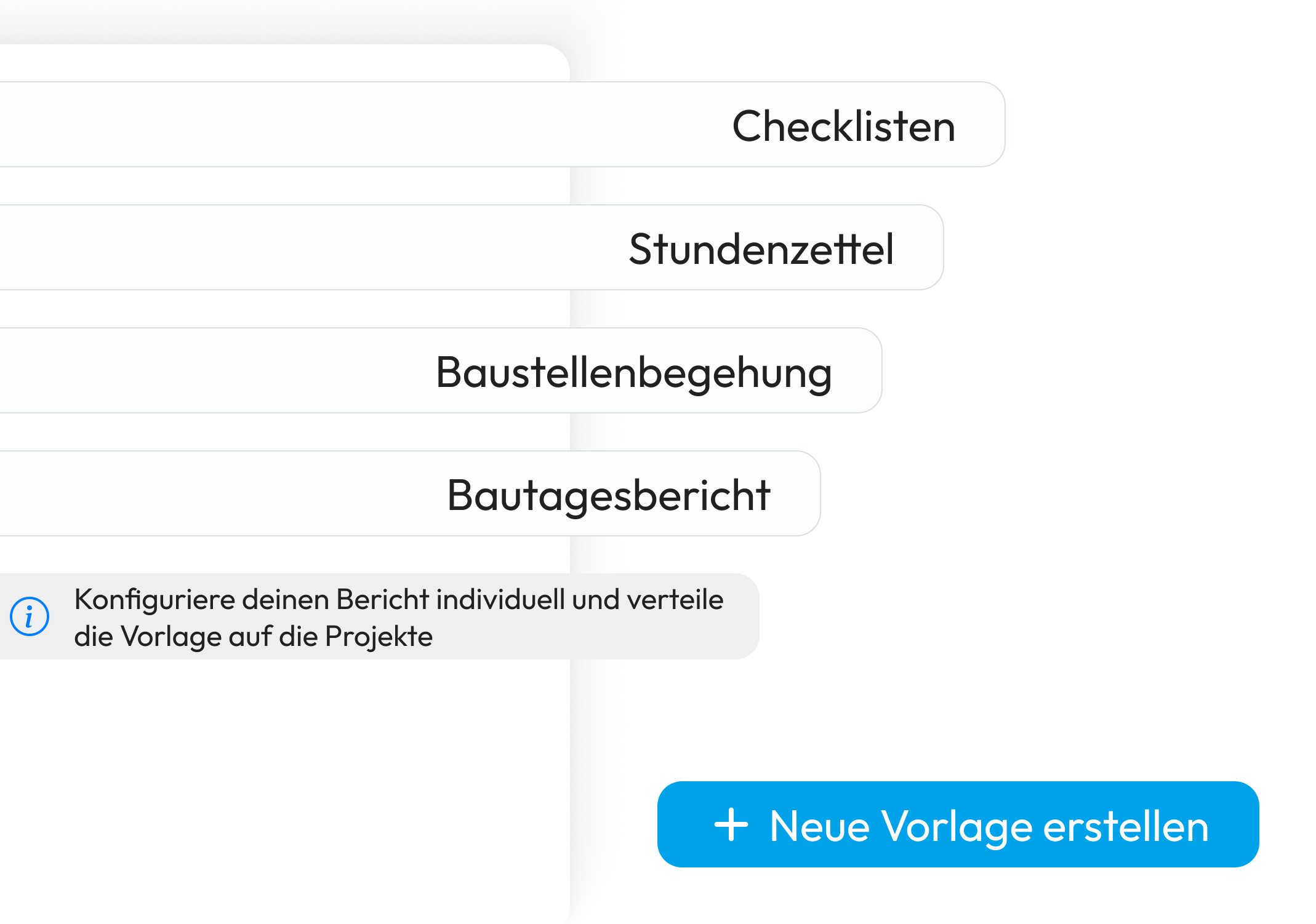 Berichte individuell konfigurieren und versenden – mit dem flexiblen Berichtskonfigurator für Checklisten, Abnahmeprotokolle und Serviceberichte.