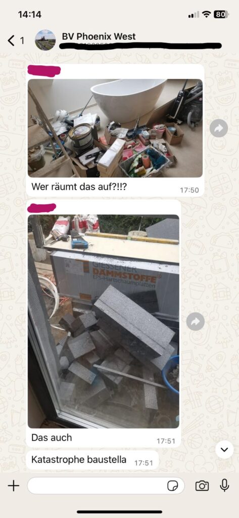 Captura de pantalla de grupos de WhatsApp utilizados para la comunicación en el sitio