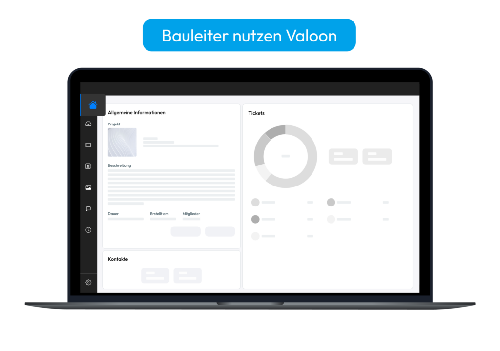 Bauleiter verwaltet Bauprojekte im Valoon Dashboard am Laptop